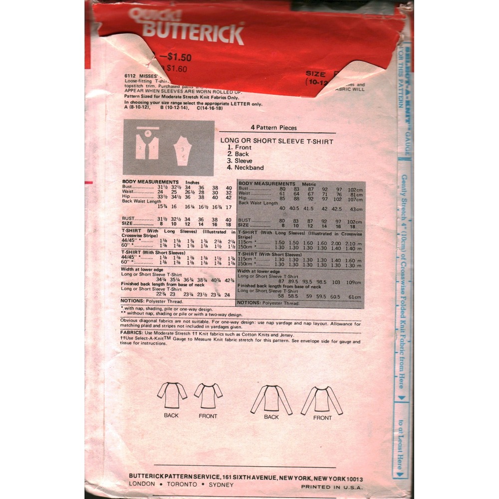 Vintage Marie Osmond Butterick 6112 Sewing Pattern Misses T-Shirt Size 10-14 70s View 2